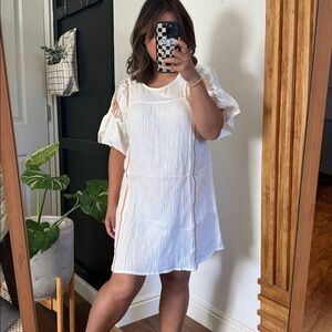 Nahesa boho Tassel 100% cotton Embroidered Gauze  Dress. Size S‎